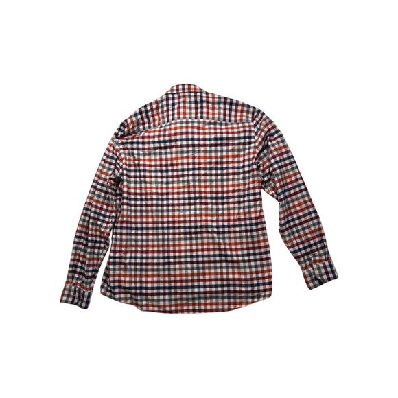 JOHNSON AND MURPHY Shirt Button Up Men Large Blue Red Flip Cuff Cotton (298) - Picture 2 of 10